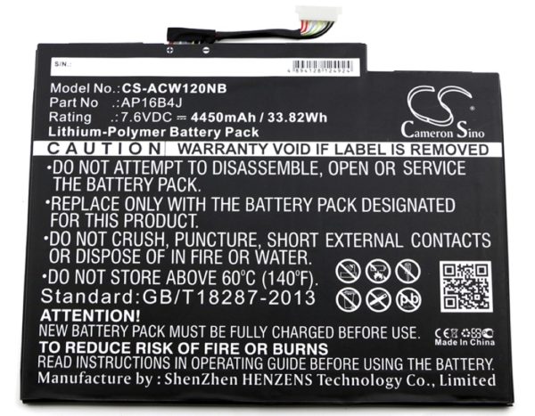 Μπαταρία για laptop   Karcher Acer Aspire Switch Alpha 12 / type AP16B4J  7.6V 4450mAh Li-Polymer  (N0A12)